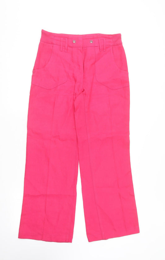 Per Una Womens Pink  Cotton Chino Trousers Size 8 L28 in Regular