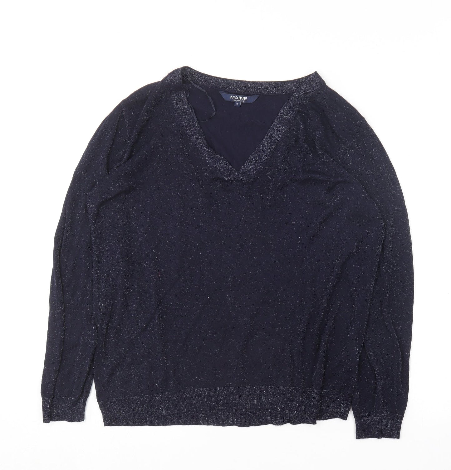 Womens UK Size 18 Maine Blue Basic T-Shirt