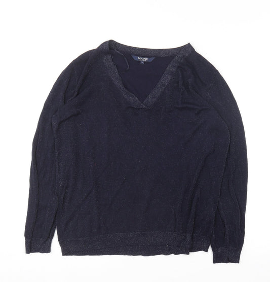 Maine Womens Blue  Viscose Basic T-Shirt Size 18 V-Neck