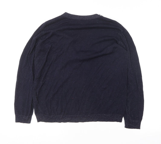 Maine Womens Blue  Viscose Basic T-Shirt Size 18 V-Neck