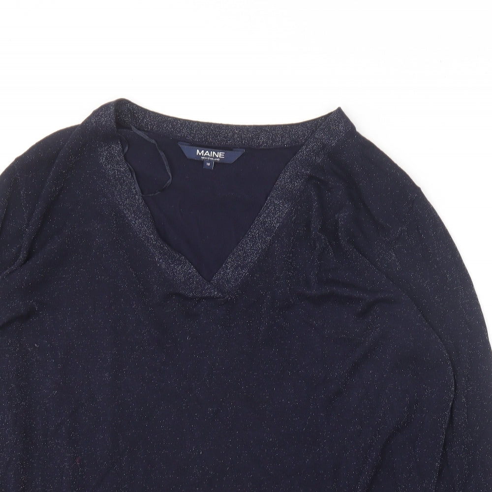 Womens UK Size 18 Maine Blue Basic T-Shirt