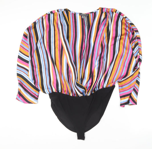 Primark Womens Multicoloured Striped Polyester Bodysuit One-Piece Size 20