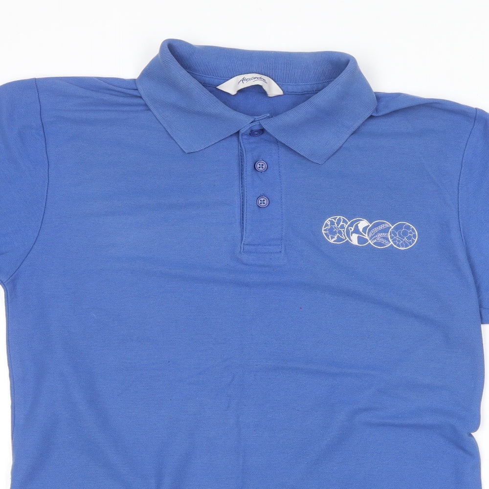 Alexandra Mens Blue  Polyester  Polo Size S Collared