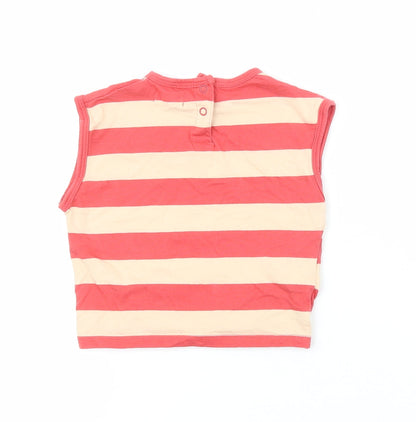 Mango Girls Red Striped 100% Cotton Pullover Tank Size 12-18 Months Boat Neck