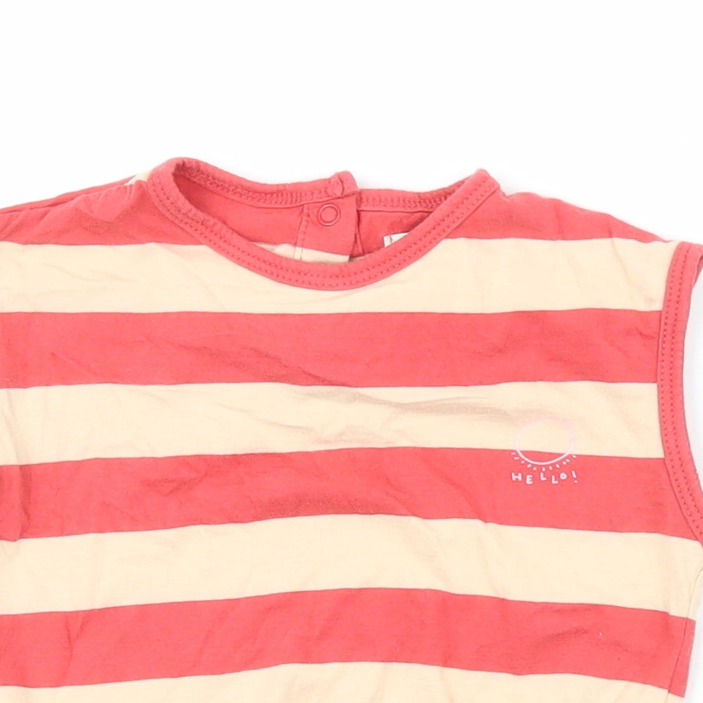 Mango Girls Red Striped 100% Cotton Pullover Tank Size 12-18 Months Boat Neck