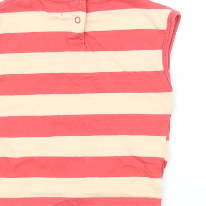 Mango Girls Red Striped 100% Cotton Pullover Tank Size 12-18 Months Boat Neck