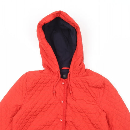 Womens UK Size 8 Topshop Red Quilted Coat