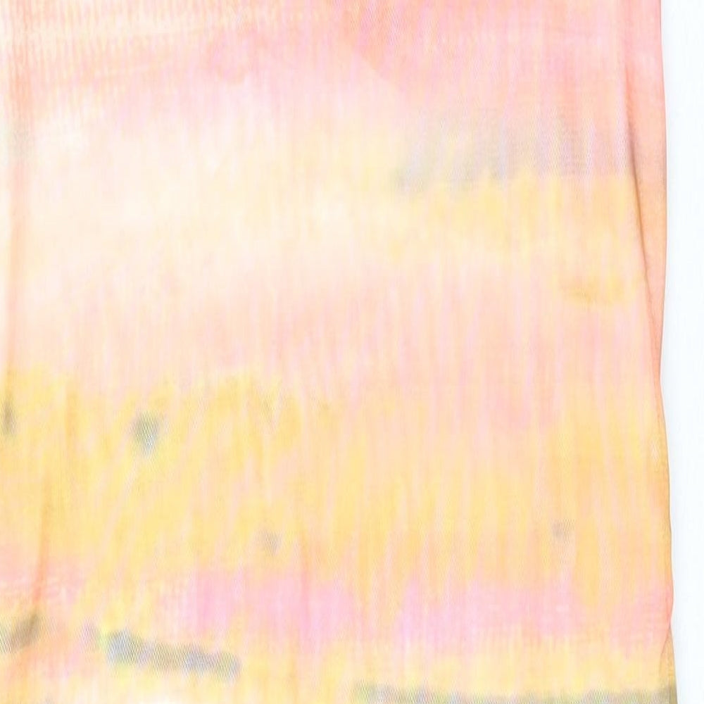 PRETTYLITTLETHING Womens Multicoloured Tie Dye Polyester Pencil Dress  Size 10  Collared