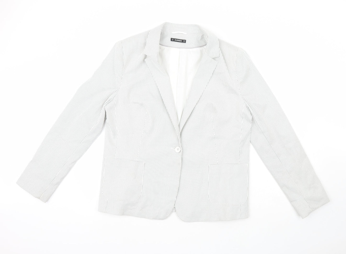 Dunnes Womens Grey Striped  Jacket  Size 18