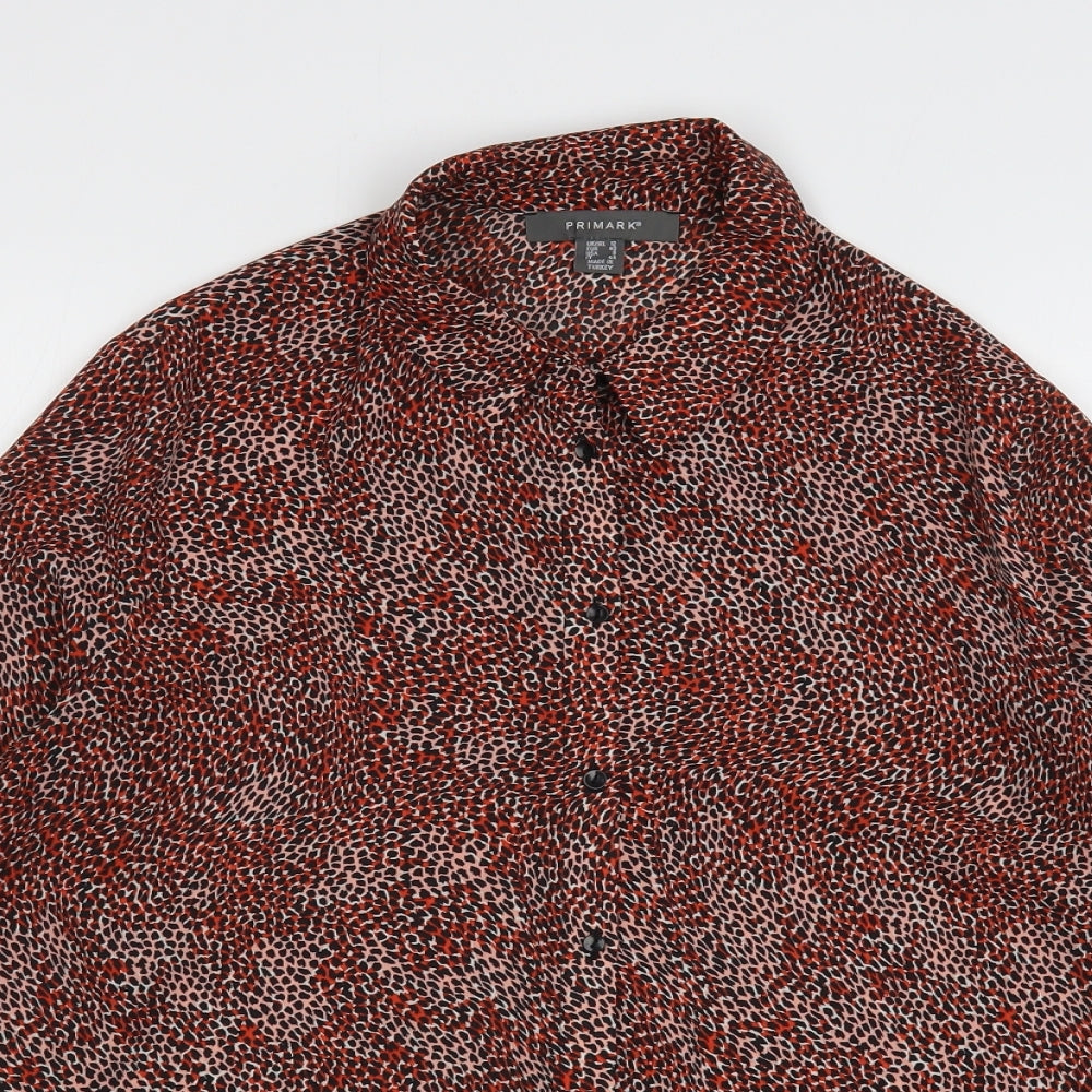 Primark Womens Multicoloured Animal Print Polyester Basic Button-Up Size 12 Collared