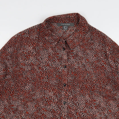 Primark Womens Multicoloured Animal Print Polyester Basic Button-Up Size 12 Collared