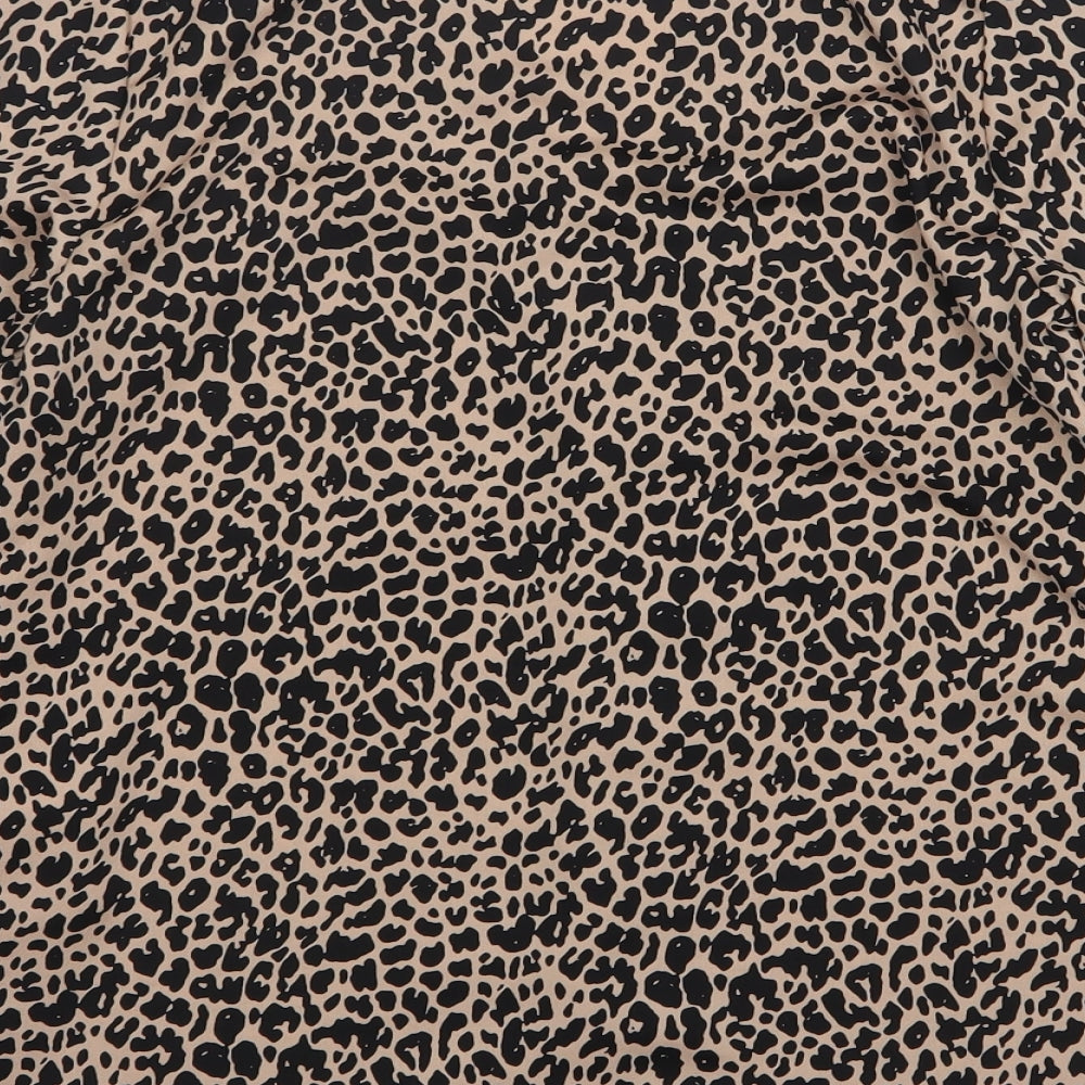 Primark Womens Multicoloured Animal Print Polyester Basic Button-Up Size 6 V-Neck