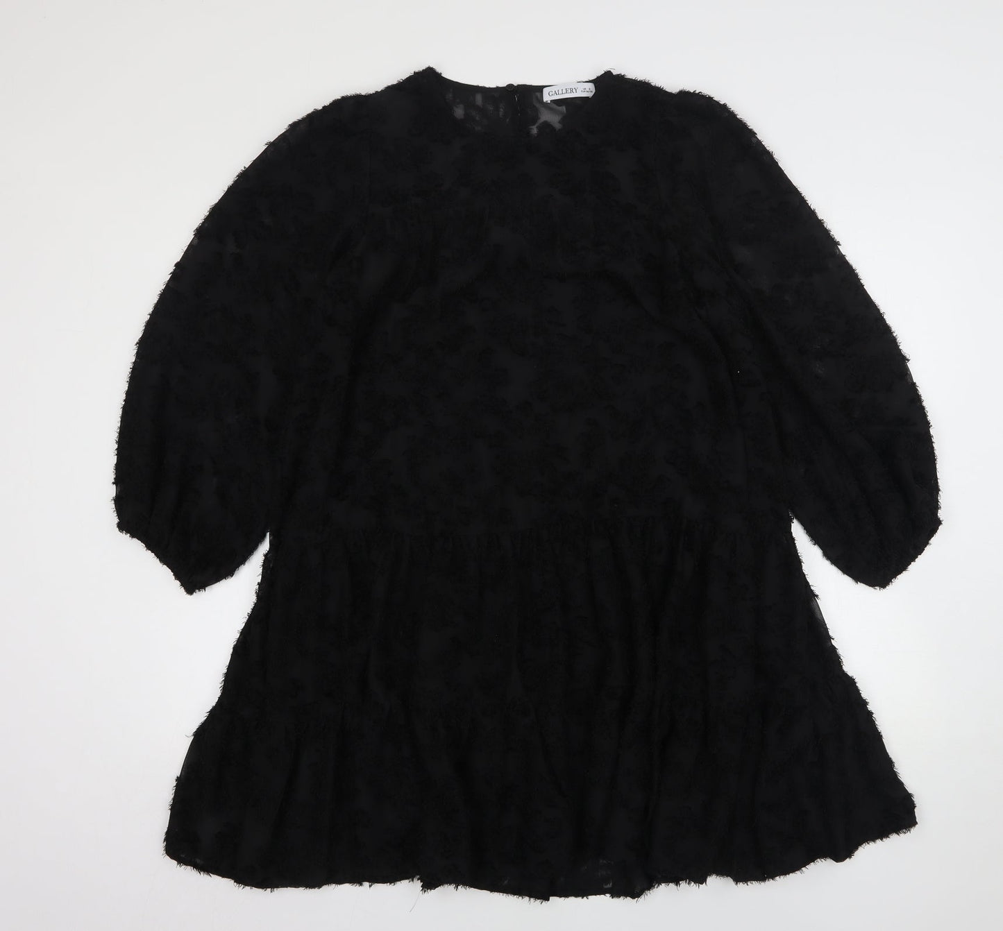 Gallery Womens Black  Polyester A-Line  Size S  Round Neck
