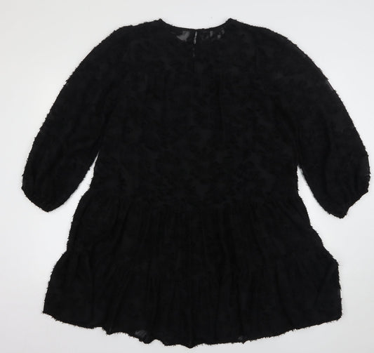 Gallery Womens Black  Polyester A-Line  Size S  Round Neck