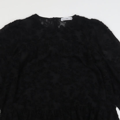 Gallery Womens Black  Polyester A-Line  Size S  Round Neck