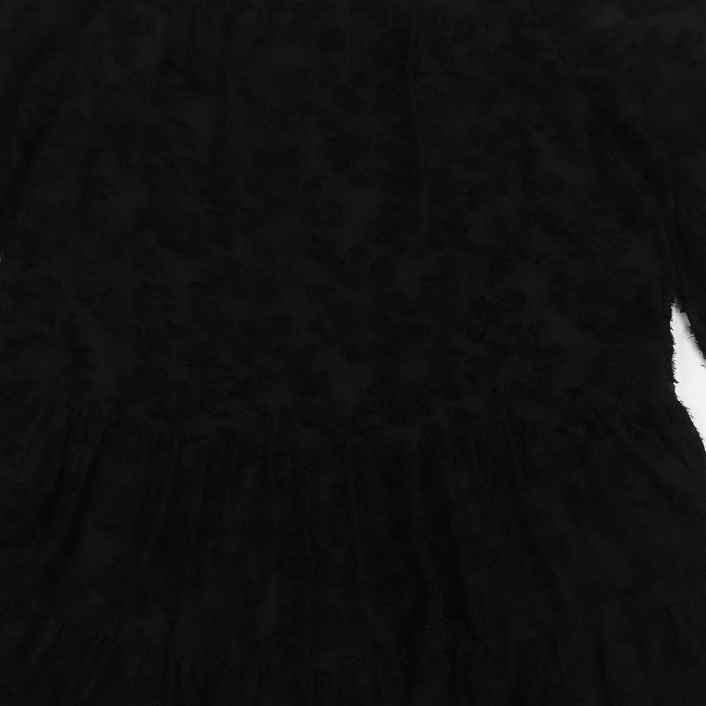 Gallery Womens Black  Polyester A-Line  Size S  Round Neck