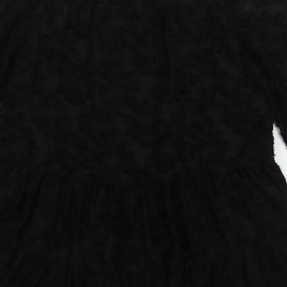 Gallery Womens Black  Polyester A-Line  Size S  Round Neck