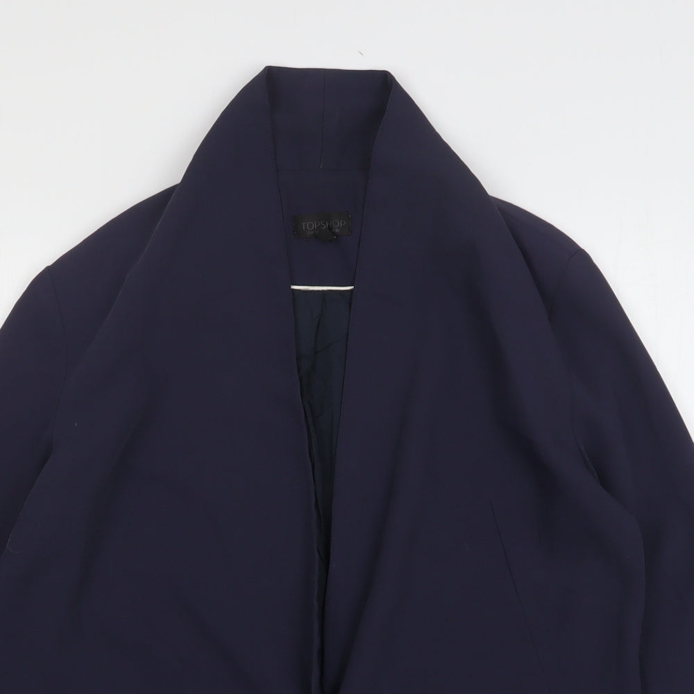 Topshop Womens Blue  Polyester Jacket Blazer Size 10