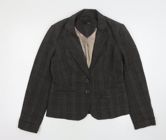 NEXT Womens Brown Houndstooth Polyester Jacket Blazer Size 12