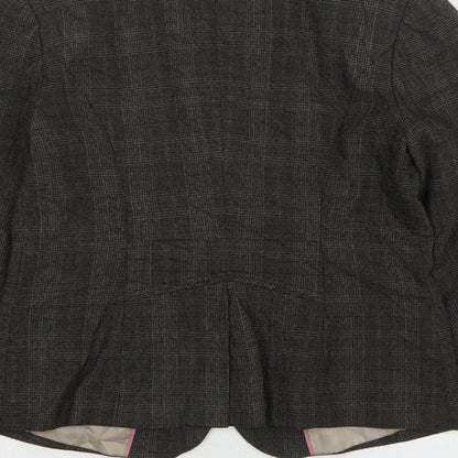 NEXT Womens Brown Houndstooth Polyester Jacket Blazer Size 12