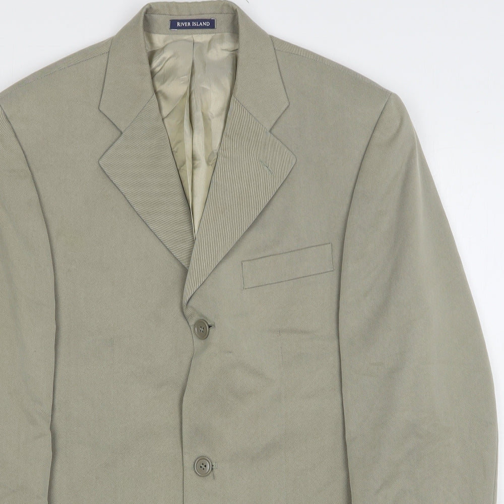 River Island  Mens Green  Lyocell Jacket Suit Jacket Size 38