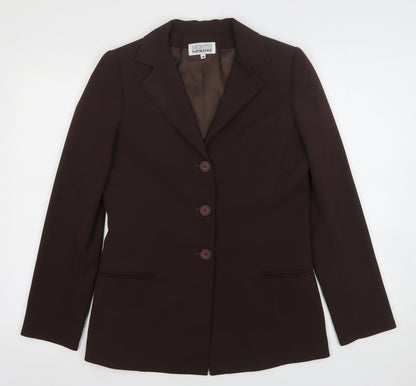 Monte Napoleone Womens Brown  Polyester Jacket Suit Jacket Size 12