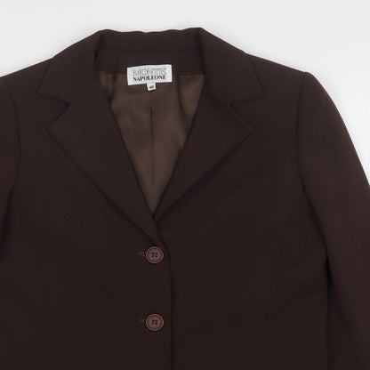 Monte Napoleone Womens Brown  Polyester Jacket Suit Jacket Size 12