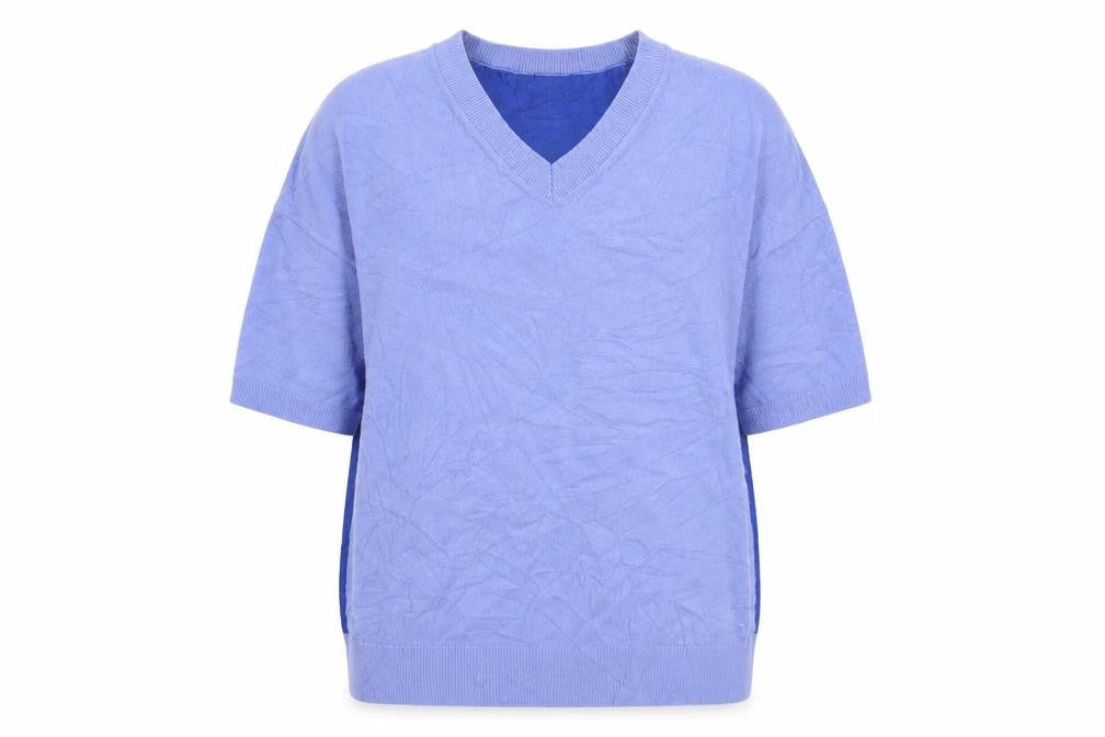 Marks and Spencer Womens Blue V-Neck  Viscose Pullover Jumper Size 8