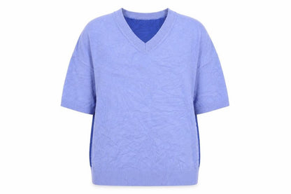 Marks and Spencer Womens Blue V-Neck  Viscose Pullover Jumper Size 8