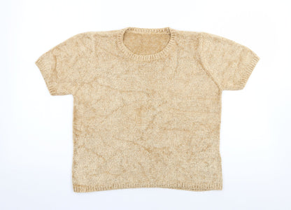Womens UK Size 12 Marks and Spencer Gold Jersey T-Shirt