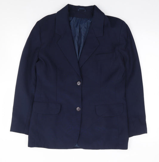 Classic Woman Womens Blue  Polyester Jacket Suit Jacket Size 12