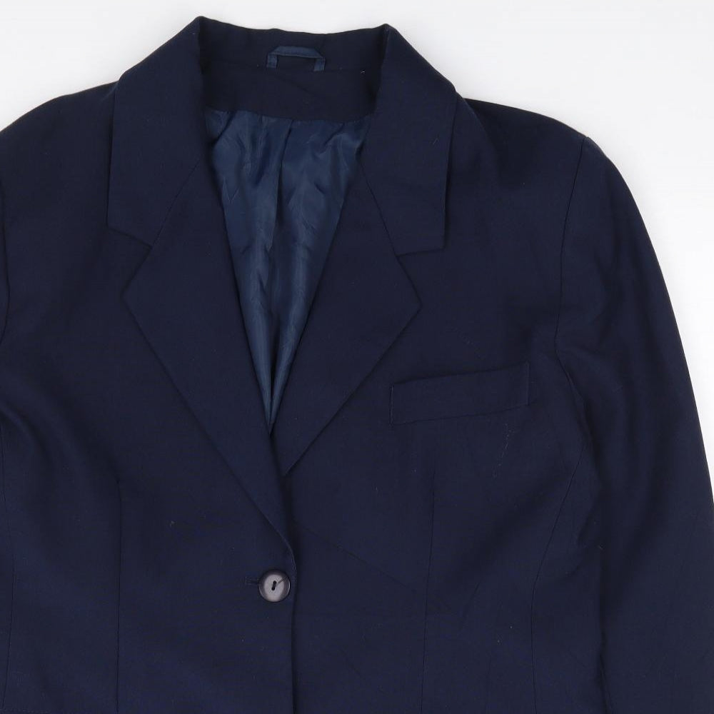 Classic Woman Womens Blue  Polyester Jacket Suit Jacket Size 12