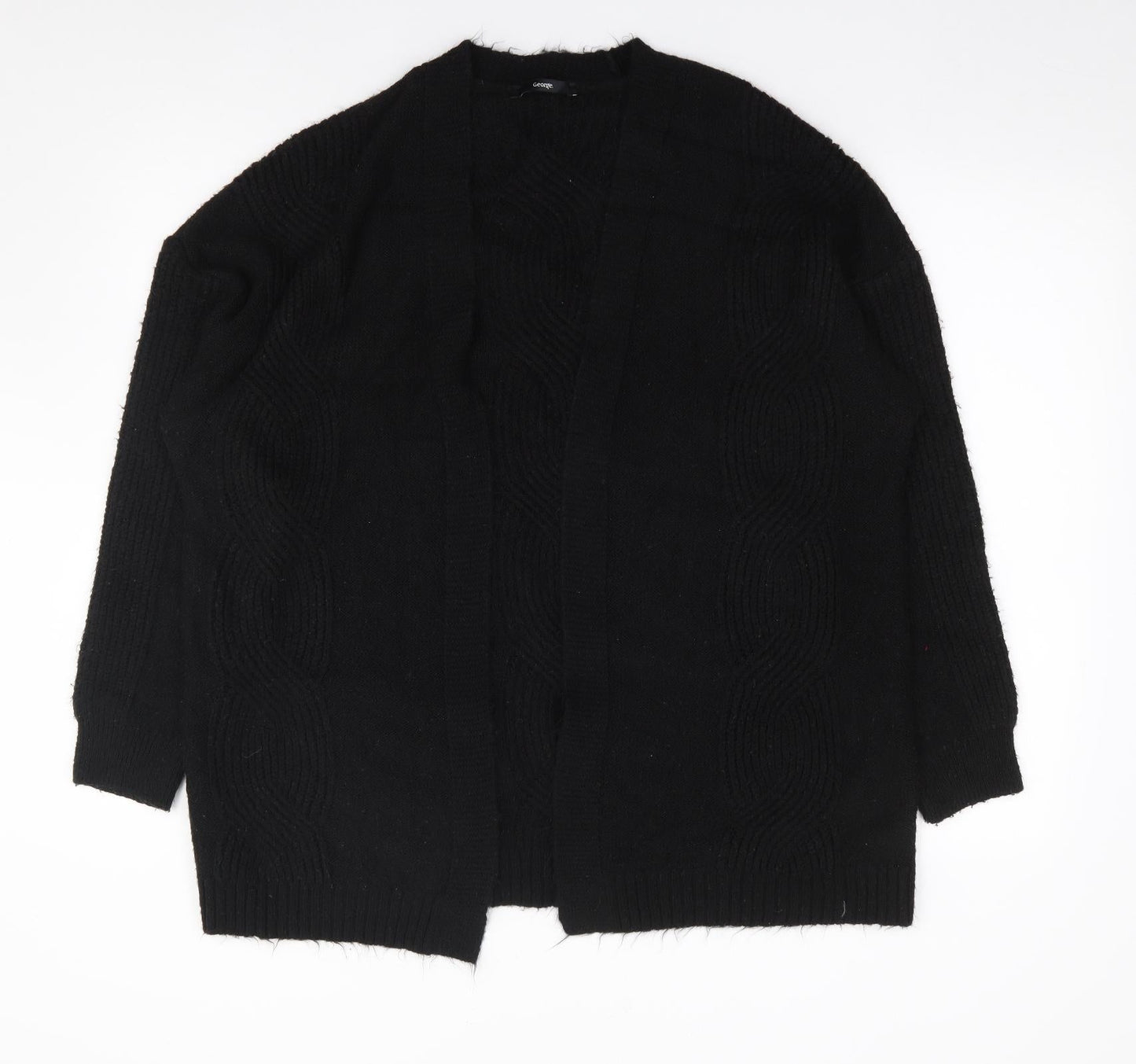 George Womens Black V-Neck  Acrylic Cardigan Jumper Size M