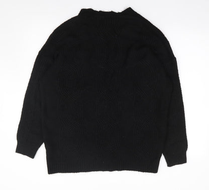 George Womens Black V-Neck  Acrylic Cardigan Jumper Size M