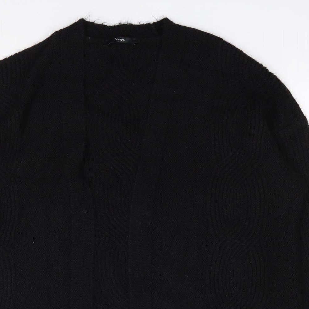 George Womens Black V-Neck  Acrylic Cardigan Jumper Size M