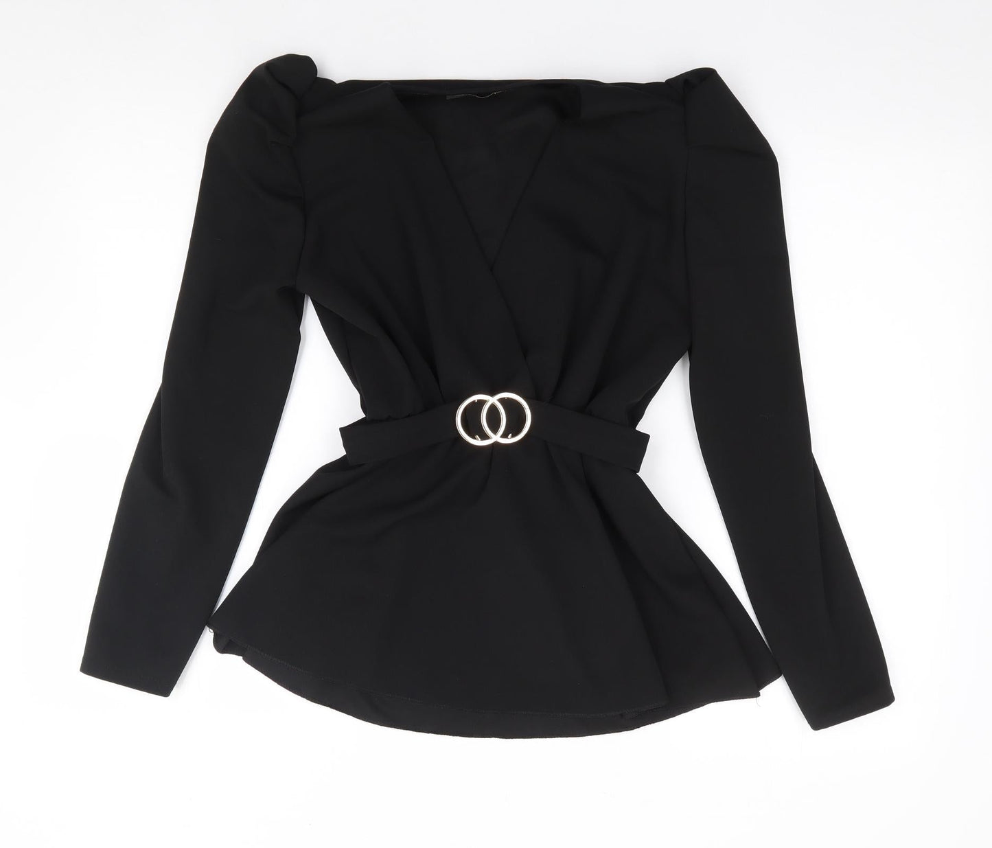 Passion LyLy Womens Black  Viscose Jersey Blouse Size S Boat Neck