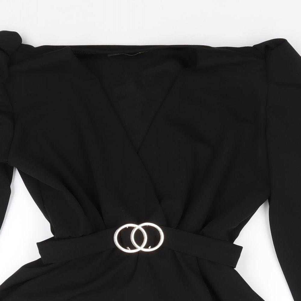 Passion LyLy Womens Black  Viscose Jersey Blouse Size S Boat Neck