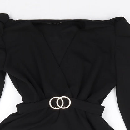 Passion LyLy Womens Black  Viscose Jersey Blouse Size S Boat Neck