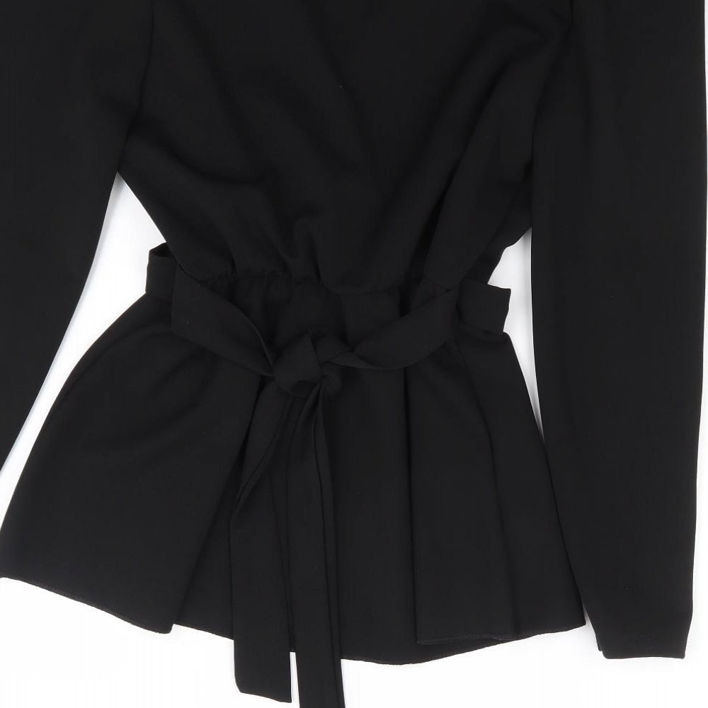 Passion LyLy Womens Black  Viscose Jersey Blouse Size S Boat Neck