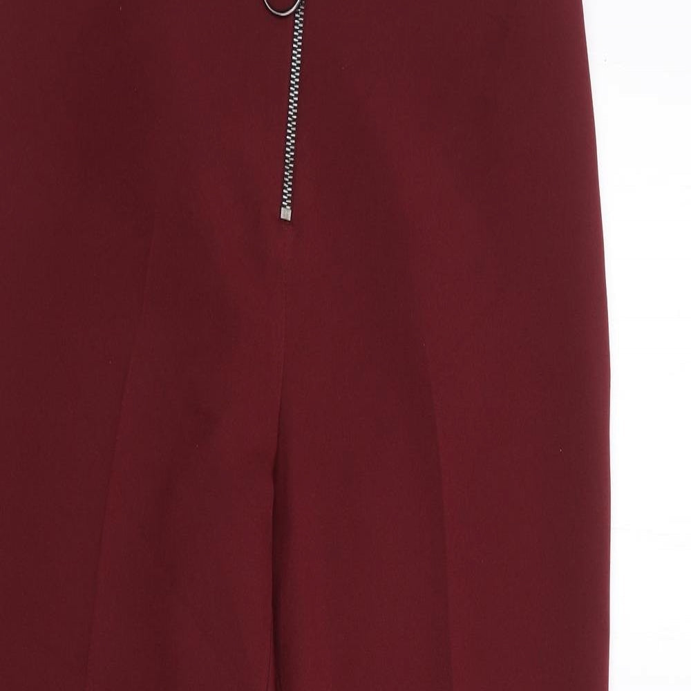 Topshop Womens Red  Polyester Trousers  Size 8 L26 in Regular Zip