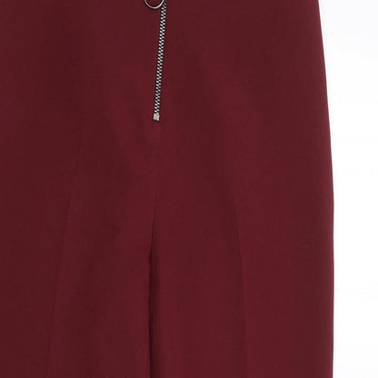 Topshop Womens Red  Polyester Trousers  Size 8 L26 in Regular Zip