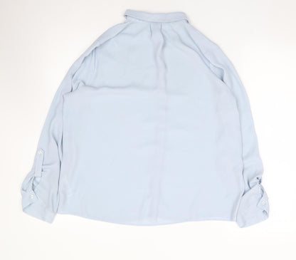 Womens UK Size 14 Dorothy Perkins Blue Jersey Button-Up