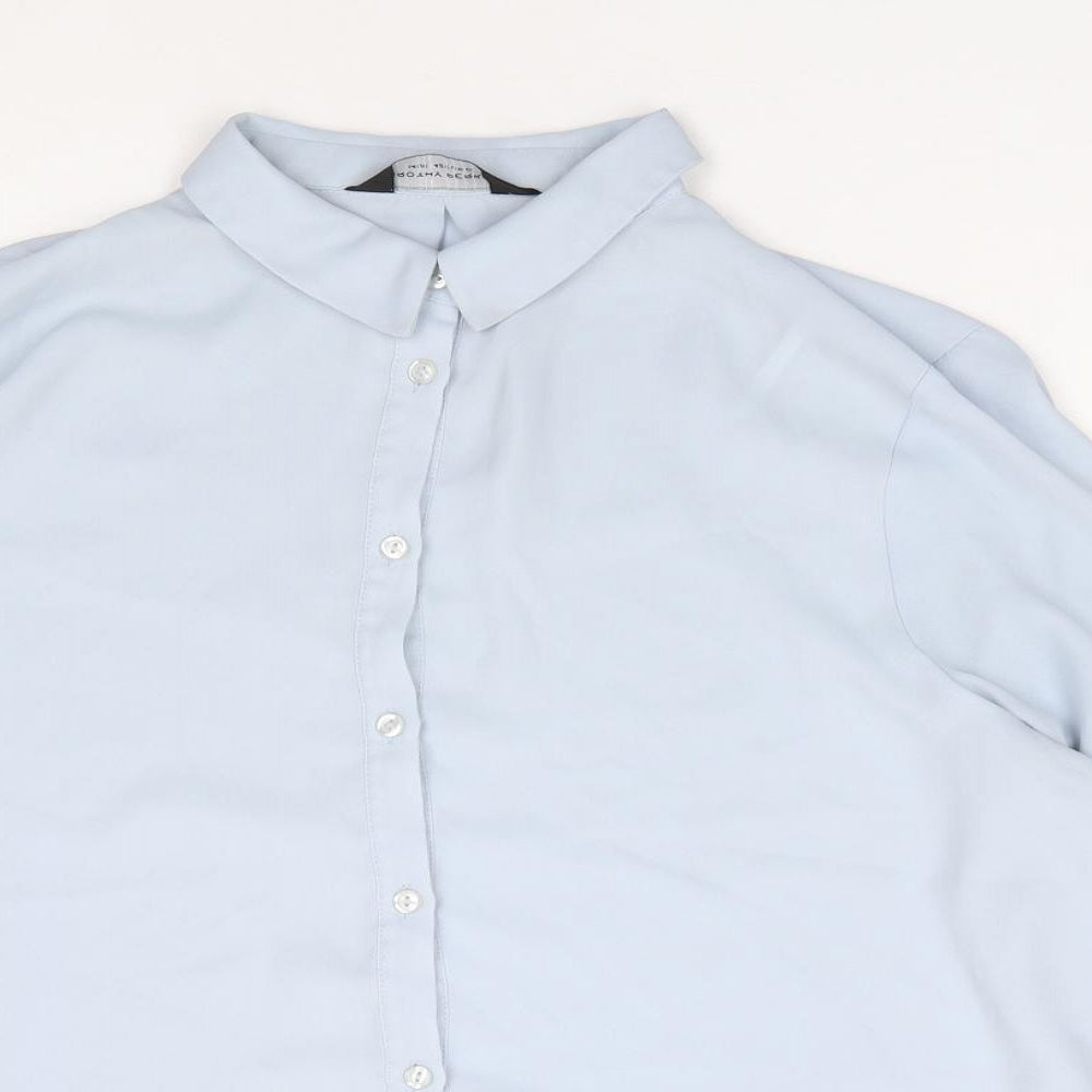 Womens UK Size 14 Dorothy Perkins Blue Jersey Button-Up