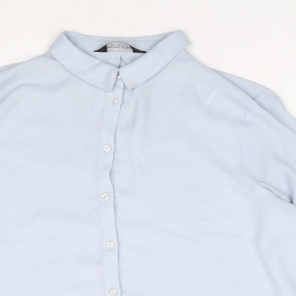 Womens UK Size 14 Dorothy Perkins Blue Jersey Button-Up