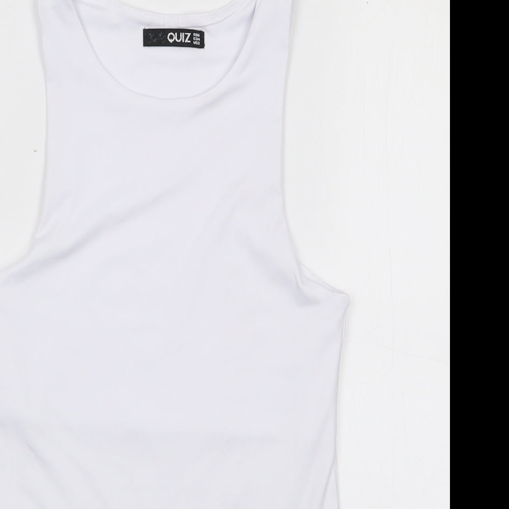 Quiz Womens Ivory  Polyester Bodysuit One-Piece Size 6  Snap