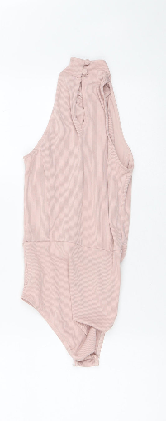 Miss Selfridge Womens Pink  Polyester Bodysuit One-Piece Size 4 L10 in