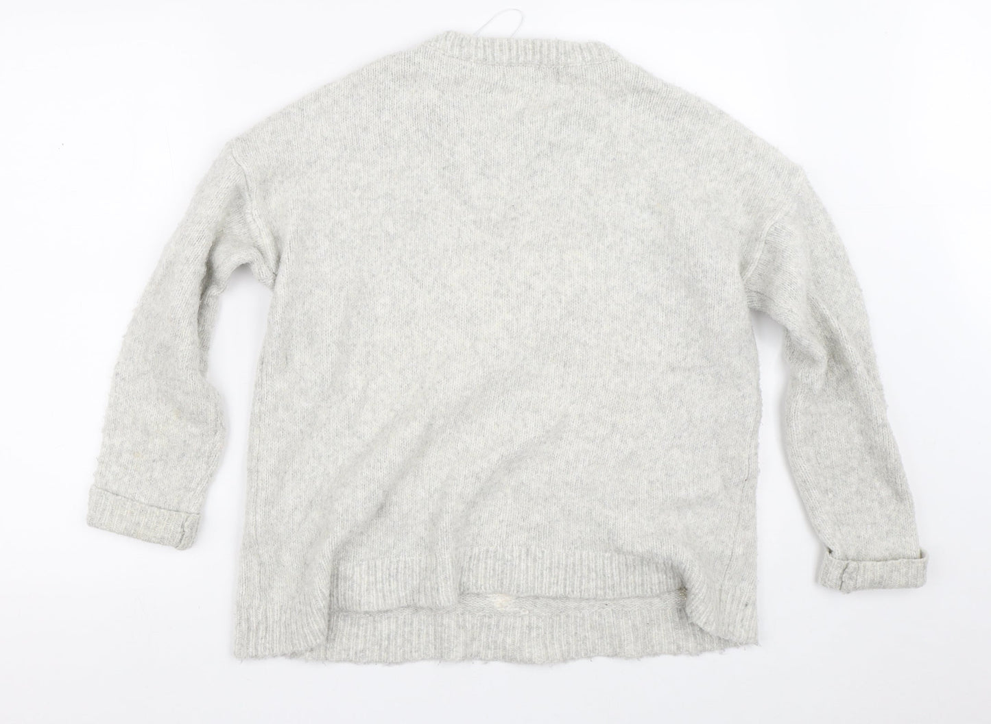 El Corte Inglés Womens White Crew Neck Argyle/Diamond Acrylic Pullover Jumper Size S