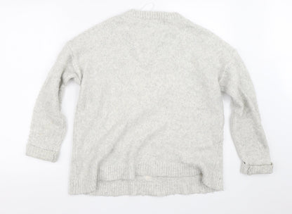 El Corte Inglés Womens White Crew Neck Argyle/Diamond Acrylic Pullover Jumper Size S