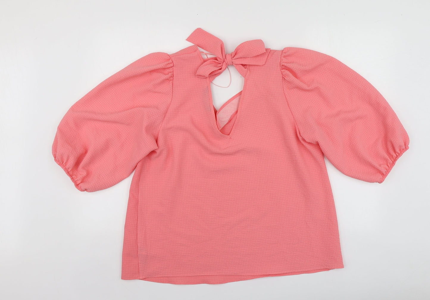 F&F Womens Pink  Polyester Basic Blouse Size 14 Round Neck