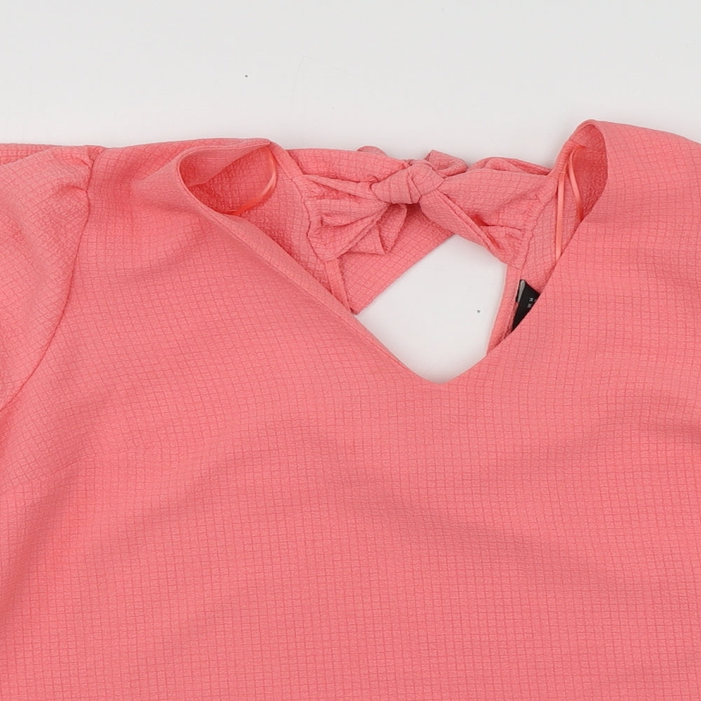 F&F Womens Pink  Polyester Basic Blouse Size 14 Round Neck